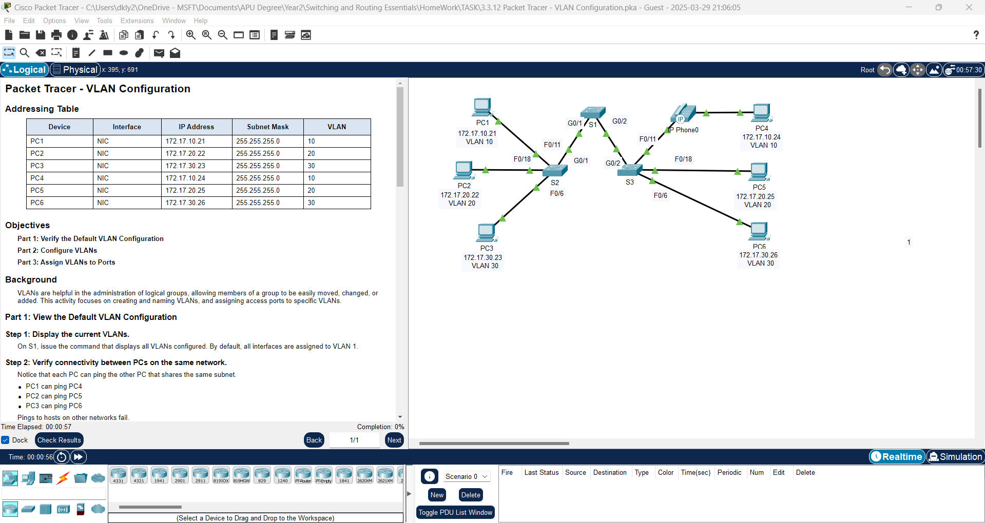 3.3.12 Packet Tracer – VLAN Configuration | VLAN Setup & Troubleshooting